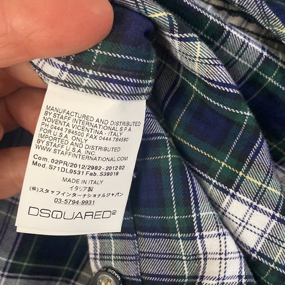 Mens long sleeve dsquared plaid long sleeve - Picture 6 of 7